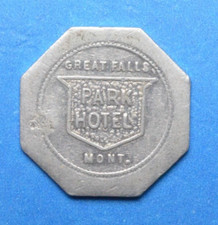 GREAT FALLS MONTANA PARK HOTEL 50c TRADE OCTAGON ANTIQUE MERCHANT TOKEN MT MONT.