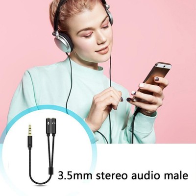3.5mm Headset Adapter Y-Splitter Jack Cable w/ Separate Mic Audio US  Neu