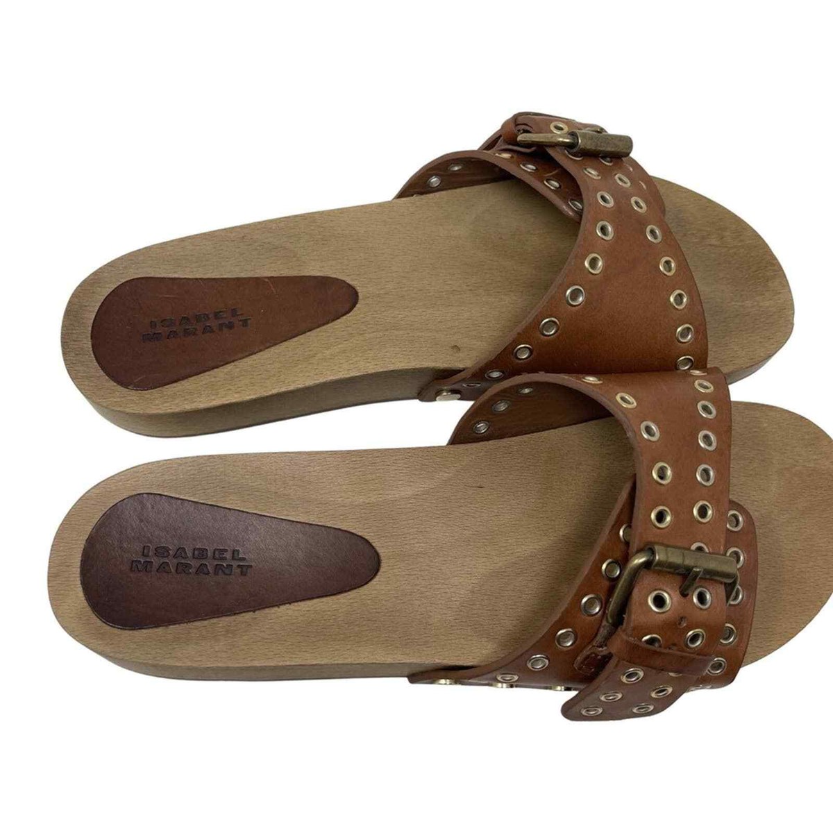 ISABEL MARANT Jaso embellished leather wooden slides sz 36