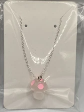 Pink And Clear Glow In The Dark Mushroom Necklace 