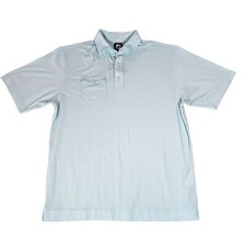 FJ Footjoy Golf Polo Shirt Mens Large Blue Green Performance Short Sleeve