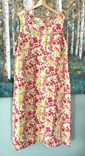 Field Manor Modern Classics Woman sz 1X Linen Blend Floral Maxi Dress Side Slit