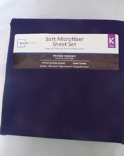 Mainstays 4 Piece Blue King Size Sheet Set 100 Polyester Microfiber Wrinkle free