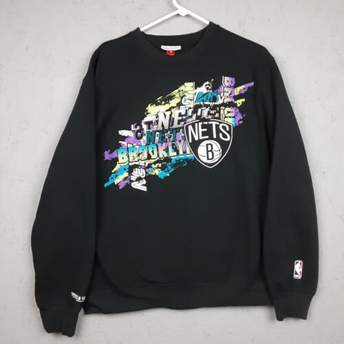 Mitchell & Ness Brooklyn Nets Sweatshirt Mens Large Crew Neck NBA Graffiti Logo - Picture 1 of 12