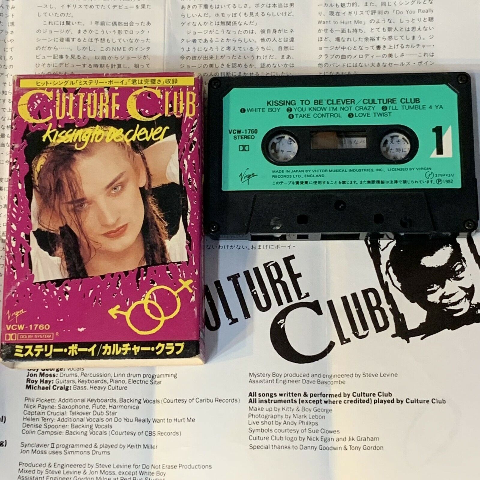 CULTURE CLUB Kissing To Be Clever JAPAN CASSETTE TAPE VCW-1760 w/SLIP CASE FreeS