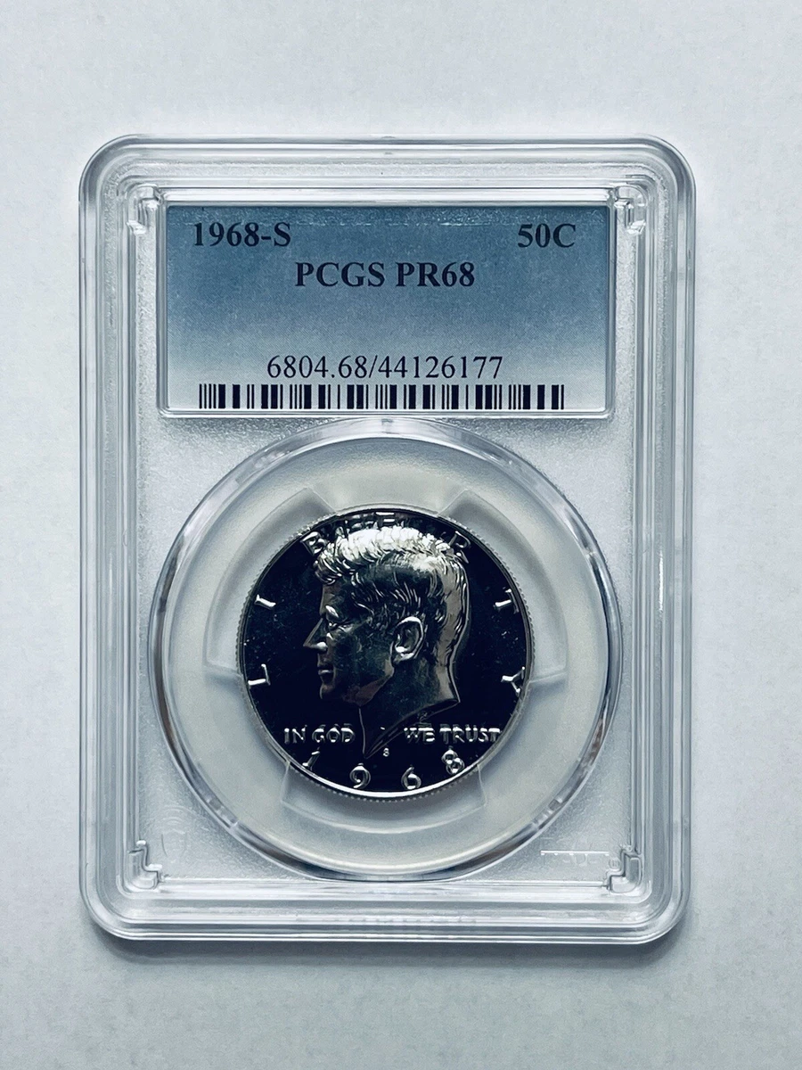 PCGS Certified PR 68 Graded 1968 Kennedy US Half Dollars (1964-Now