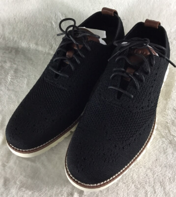 Cole Haan Zero Grand Mens 7M Stictchlite Black Ivory Wingtip Knit Shoes C24948