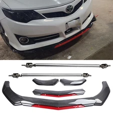 Front Bumper Lip Spoiler Splitter Strut Rod Carbon Fiber For toyota camry