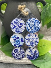 6 PC 1" 25mm Blue Tile Fridge Classroom Whiteboard Magnet Set New Free Ship 34