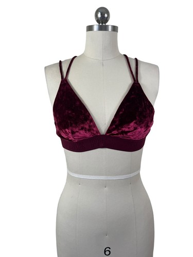 Pink Victoria's Secret Bra Bralette Top Medium Red Velvet Logo Wireless Strappy - Picture 2 of 9