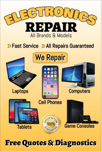 Electronics Repair computers phones tablets Advertising Poster Sign 24"x 36" - Picture 2 of 3