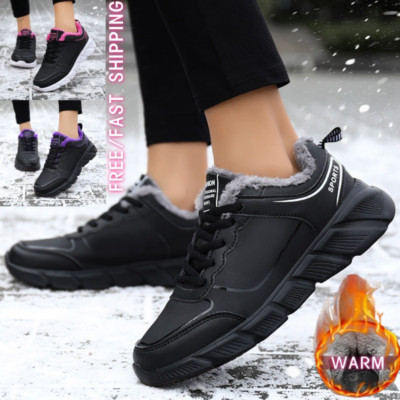 Womens Trainers Winter Fur Lined Warm Ladies Casual Cotton Shoes Sport  Sneakers UK