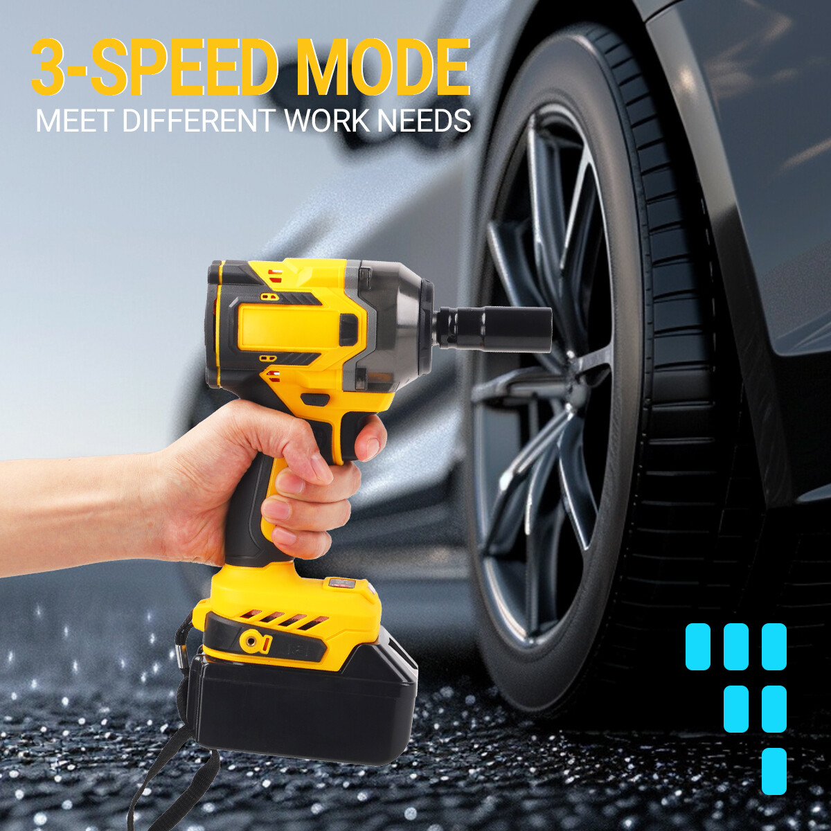 1800Nm Cordless Electric Impact Wrench Gun 1/2'' High Power Driver w/ 2x Battery