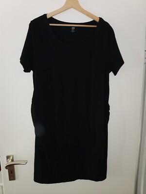 Schwarz ''H&M Mama'' Basic Stretch Kurzarm Sommer Kleid Umstandskleid in XL 
