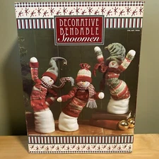 Costco 3 Decorative Bendable Snowmen Poseable Fleece 18” Original Box