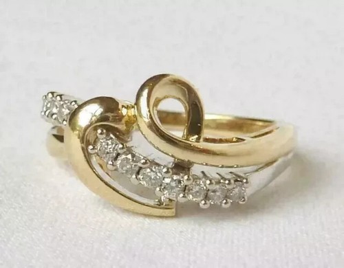 1.00Ct Round Cut Moissanite Heart Engagement Wedding Ring 14K Yellow Gold Plated - Picture 7 of 7