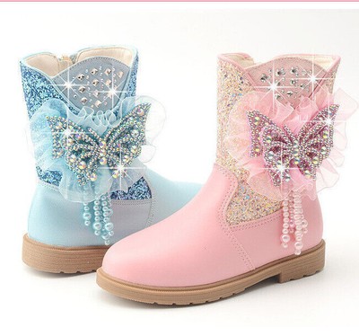 Mädchen Prinzessin Stiefel Kinder Boots Warme Winterschuhe Schneestiefel