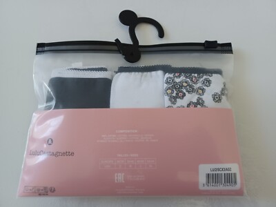 Lot De 3 Culottes Femme Lulu Castagnette | Coton Doux Rose Et Blanc | Neuf Avec Étiquettes REF AS2