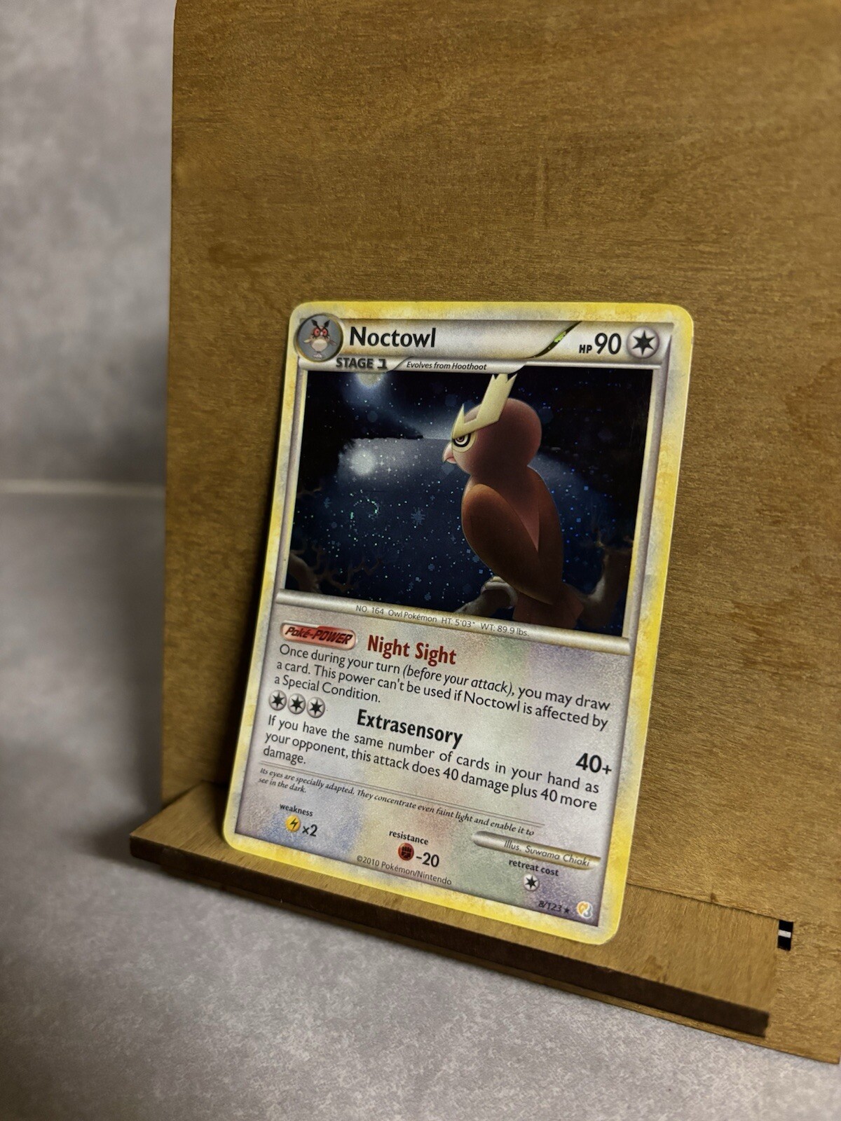 Noctowl 8/123 Holo SWIRL Rare HeartGold SoulSilver Base Set Pokemon Card LP/NM