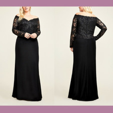 NEW 508 Tadashi Shoji PLUS 24W Allyson Off Shoulder Evening Gown F437