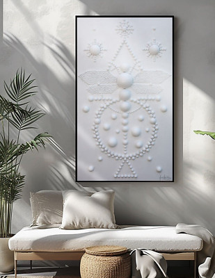 Original Gemälde signiert White Art Textur Gemälde 3D Minimalistisch Wandbild Deko