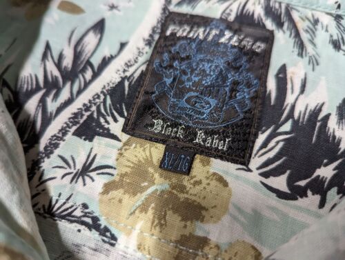 POINT ZERO Black Label Men's Floral Palm Hawaiian Aloha Linen Button Shirt - XL - Picture 12 of 14
