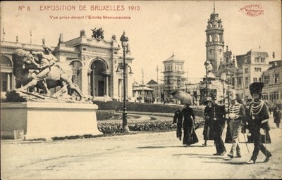 Ak Bruxelles Brüssel, Expo 1910, Weltausstellung, Entrée monumentale - 4837678
