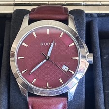 Orologio svizzero Gucci G-Timeless 126,4 quadrante bordeaux G 40 mm cinturino pelle bordeaux