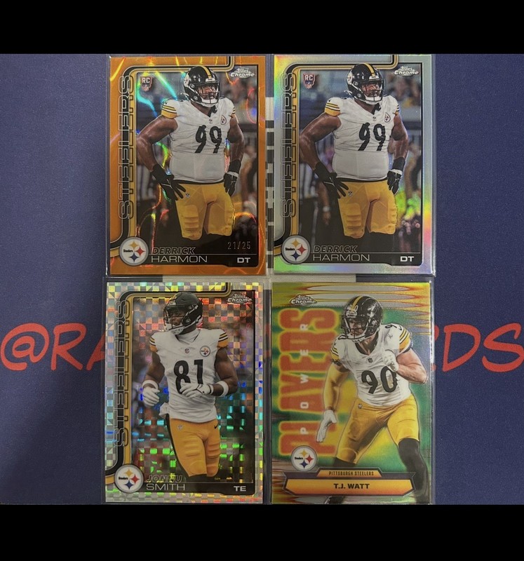 NFL Football Pittsburgh Steelers 25 Topps Chrome 4 Card Mix Lot w/ 21/25 MINT