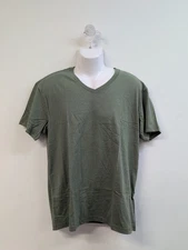 True Classic Short Sleeve V Neck Mens T Shirt Size Large Military Green