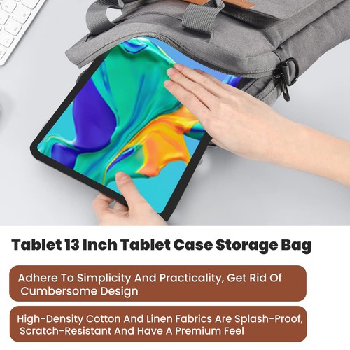 Crossbody Bag Tablet Case Storage Bag for Tablet 13 Inch Grey 1 PCS Y7J98375 - Afbeelding 2 van 10
