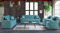 Sofagarnitur 3+2+1+1 Sitzer Textil Holz Sofa 3 Sitzer Modern Sessel Komplett Set