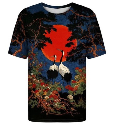 Vintage Herons Bird Red Sun 3D All Over Print All Size 3D T-Shirt