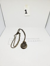 Classic Smooth Vintage Quartz Pocket Watch Arabic Numerals Scale Mens with Chain