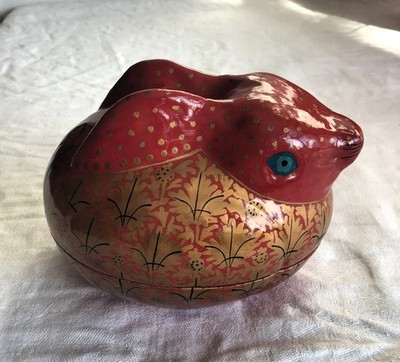 Handbemalte lackierte Hase Kaninchen Sammlerstücke / Schmuck Stash Box.