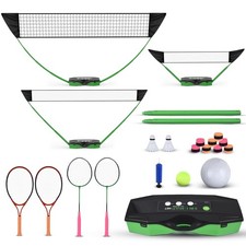 Badminton Set,Volleyball Set,Tennis Set with Storage Base.for Gatherings with...