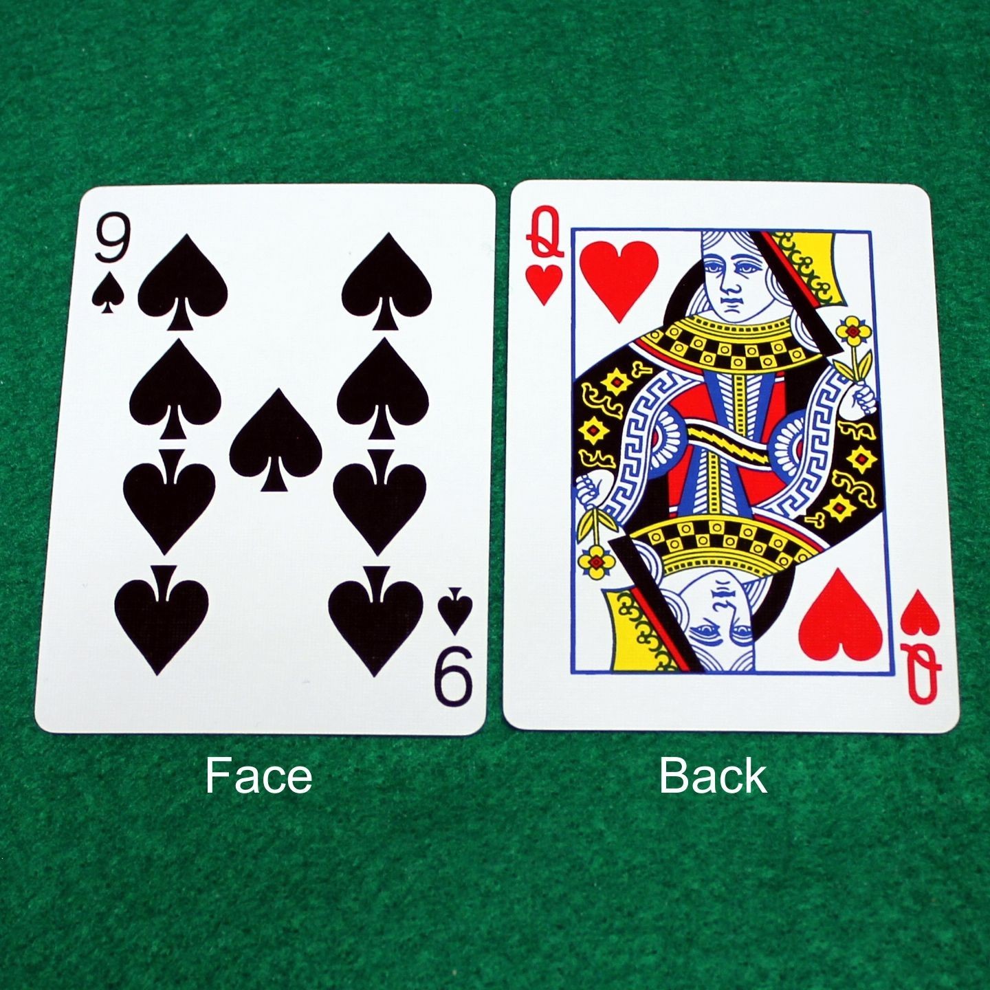 9 of Spades / Queen of Hearts - Double Face, Bicycle Printed Gaff Card