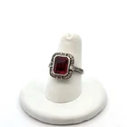 Vintage SAI 925 Sterling Silver Lab Ruby & CZ Ring Size: 7.5