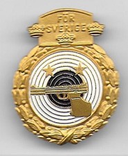 Standard Sport Pistol Gold For Sweden Two Stars Gun Original Shooting Metal Pin