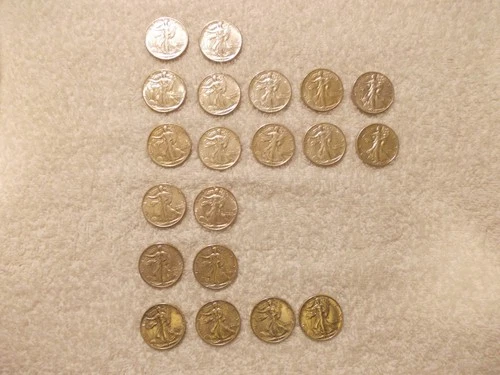 New Listing20ROLL  WALKING LIBERTY 90% SILVER HALF DOLLARS 1941 1942 1943 1944 1945 1946 BU