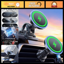 15W Magnetic Wireless Car Charger Mount, 2-in-1 Magsafe Fast Charging Holder