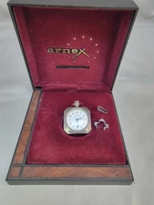Vintage ARNEX Pocket Watch With Case 17 Jewels Engraved Clasp Broken