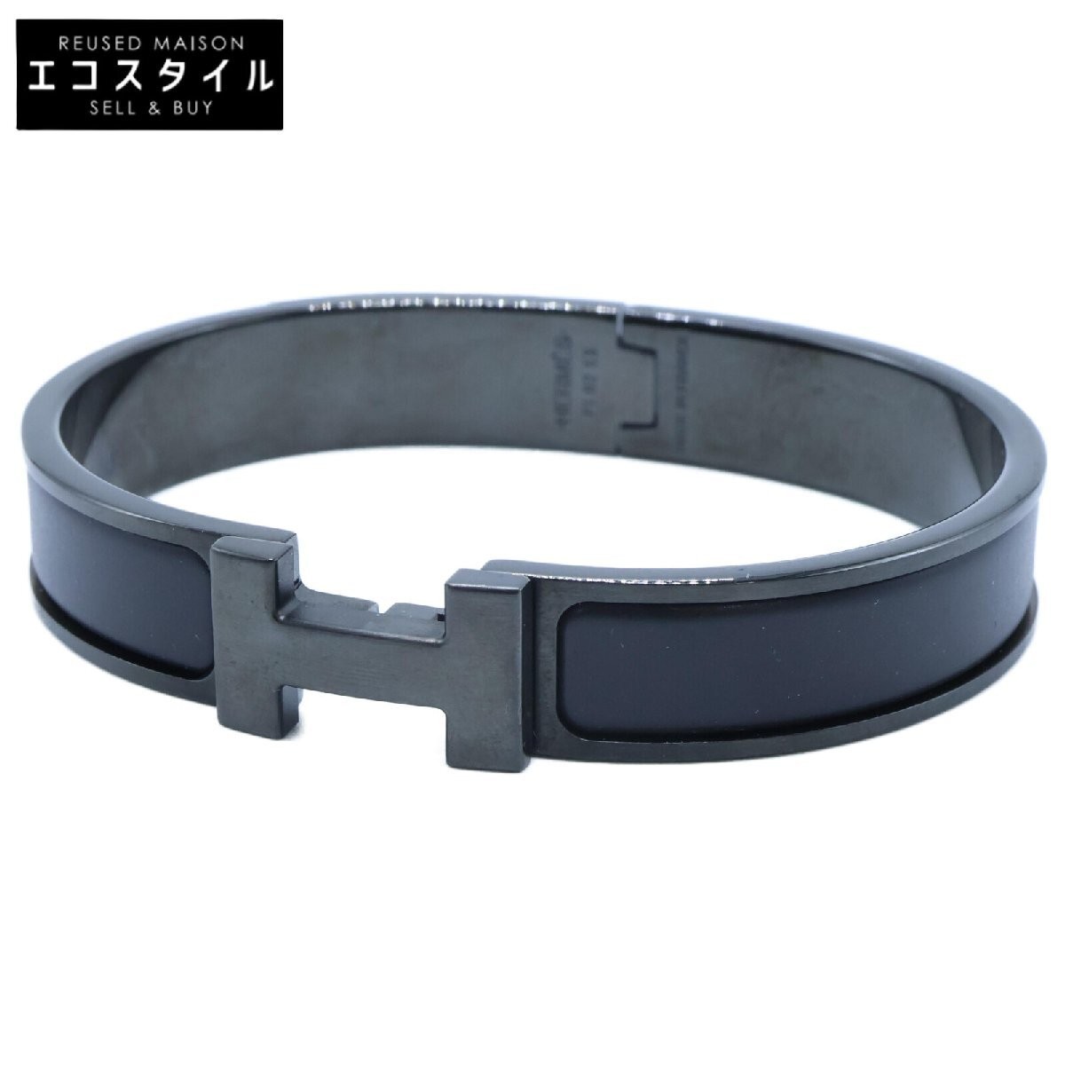 HERMES Rival Double Tour Leather Bracelet Black Silver Hardware XS L Stam