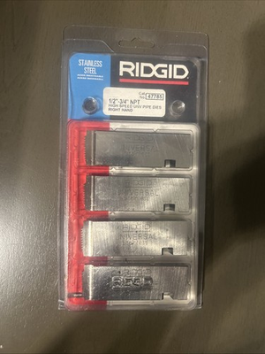 #ad Ridgid 47785 1 2quot; 3 4quot; 14 NPT Universal Dies High Speed for Stainless Steel RH $115.00