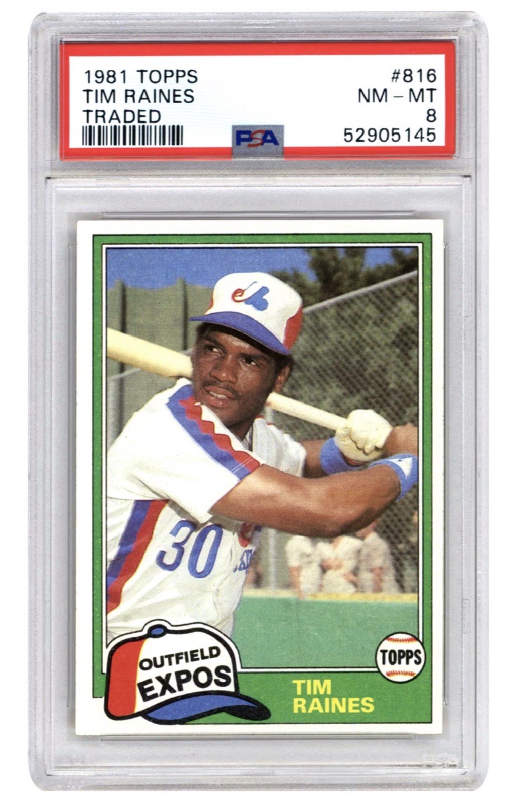 1981 Topps Traded Tim Raines Rookie RC #816 PSA 8 NM-MT Montreal Expos HOF
