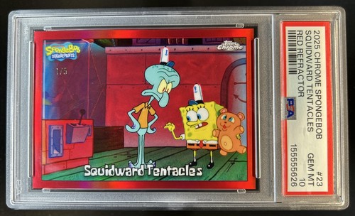 2025 Topps Chrome SpongeBob Squidward Tentacles Red Refractor #/5 PSA 10
