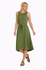The Limited Olive Green Sleeveless Midi Dress W/ Drawstring Waist Medium