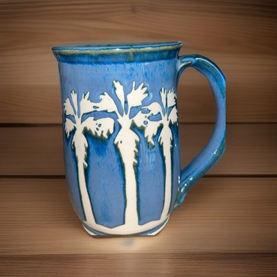 LA POINTE Ceramic Pottery Clay Coffee Tea Mug Palm Trees Tropical Artist Signed