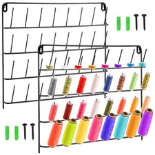 2 Pack 32 Spools Metal Thread Holder, Large Racks, Wall Mount Storage Organizer