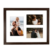 11x14 5x7 4x6 Dark Brown Wood Photo Picture Frame Real Glass Mat Wall Gallery